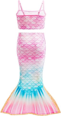 Little Girls 4pcs Swimsuit Bathing Suits Bikini Set with Princess Skirt for Kids Toddler Swimwear for 2-3 Years Pink in Kuwait