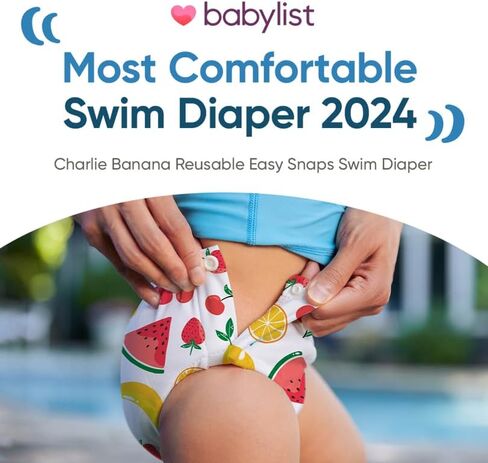 Charlie Banana Reusable Swim Diaper, Washable, with Easy On and Off Snaps for Baby Girls Boys, Soft and Snug Waterproof Fit to Prevent Leaks - Seally, Size XS (9-14 lbs) in Kuwait