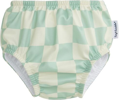 Tiny Twinkle Pull-Up Reusable Swim Diapers 2-Pack | Waterproof and UPF 50+ Sun Protection | Lightweight and Absorbent | Machine Washable(Sage,Beige Checkers,6-12M) in Kuwait