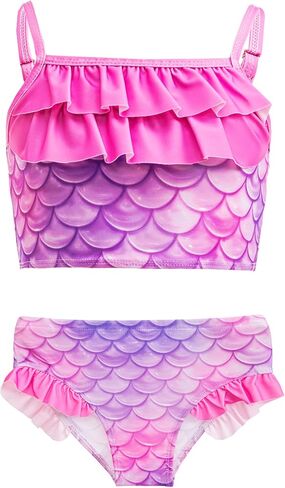 Little Girls 4pcs Swimsuit Bathing Suits Bikini Set with Princess Skirt for Kids Toddler Swimwear for 2-3 Years Purple in Kuwait
