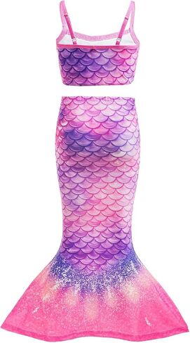 Little Girls 4pcs Swimsuit Bathing Suits Bikini Set with Princess Skirt for Kids Toddler Swimwear for 2-3 Years Purple in Kuwait