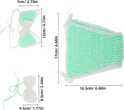FRCOLOR Newborn Girl Swimsuit Set Crochet Bikini Photoshoot Outfit 3pcs Light Green Swimwear Cover-up for Beach and Photography in Kuwait