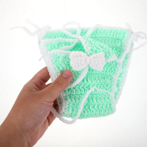 FRCOLOR Newborn Girl Swimsuit Set Crochet Bikini Photoshoot Outfit 3pcs Light Green Swimwear Cover-up for Beach and Photography in Kuwait