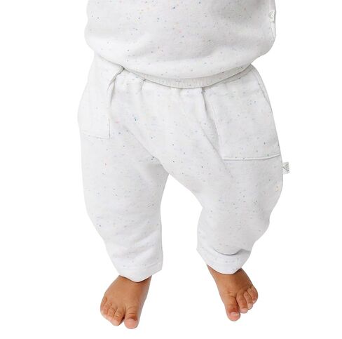 Copper Pearl Pocket Pant: Baby Pants Designed for Diapered Bums, Sizes 0-3 Months to 18-24 Months, Elastic Waistband Baby Joggers, Adorable Baby Sweatpants with Pockets - Speckle 3-6M in Kuwait