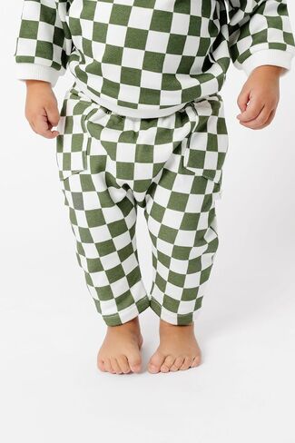 Copper Pearl Pocket Pant: Baby Pants Designed for Diapered Bums, Sizes 0-3 Months to 18-24 Months, Elastic Waistband Baby Joggers, Adorable Baby Sweatpants with Pockets - Parker 12-18M in Kuwait