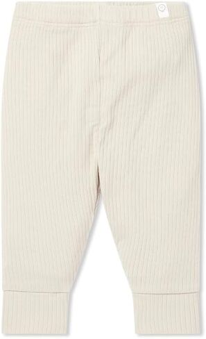 Mori Baby Unisex Premium Leggings in Ribbed Ecru - Casual Stretchy Pants with Stylish Cuffs and Elastic Waist - Viscose from Bamboo and Cotton Blend - 3-6 Months in Kuwait