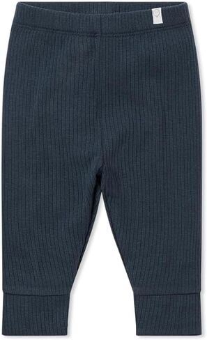 Mori Baby Unisex Premium Leggings in Ribbed Navy - Casual Stretchy Pants with Stylish Cuffs and Elastic Waist - Viscose from Bamboo and Cotton Blend - 18-24 Months in Kuwait