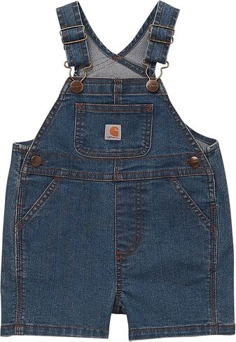 Carhartt Baby Girls Rugged Flex® Loose Fit Denim Shortall Shorts, Medium Wash Denim in Kuwait