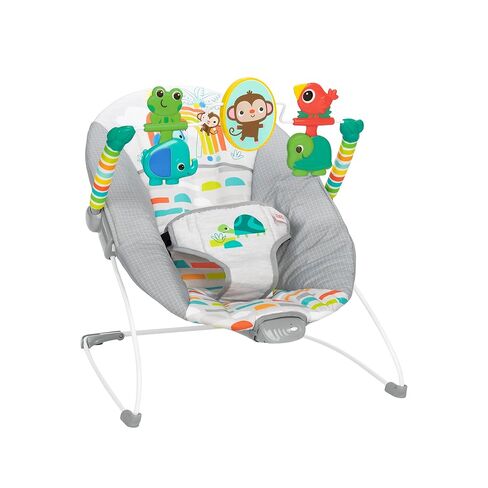 Bright Starts Playful Paradise Comfy Baby Bouncer Seat with Soothing Vibration and Toys, Unisex, 0-6 Months in Kuwait