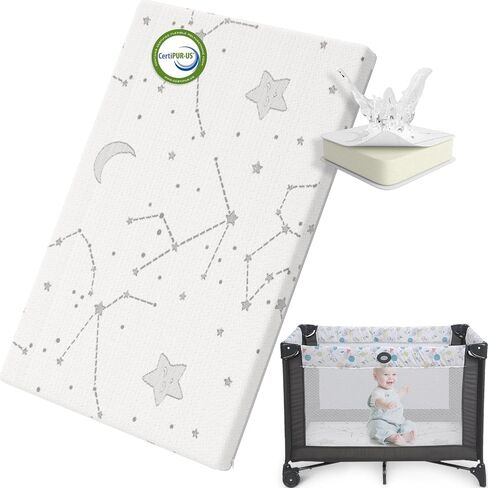 YENING Pack and Play Mattress Topper Baby Pack N Play Mattresses for Playpen and Playard with Washable Cover 38"x26"x1", 1 Pack Firm Foam in Kuwait