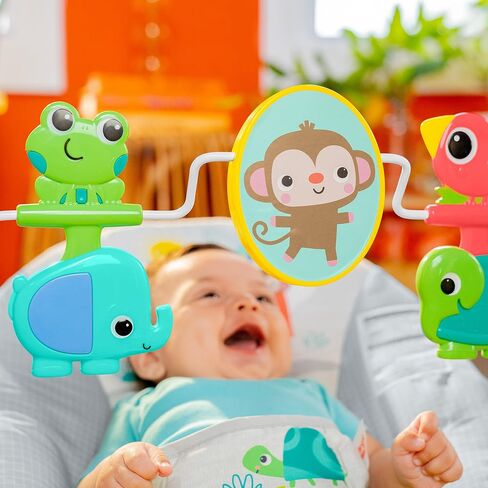Bright Starts Playful Paradise Comfy Baby Bouncer Seat with Soothing Vibration and Toys, Unisex, 0-6 Months in Kuwait