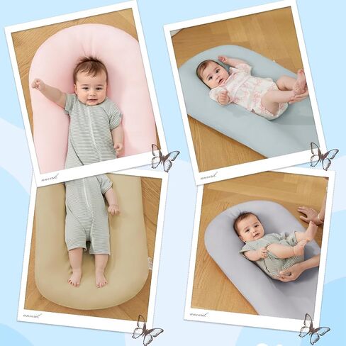 Lucakuins Baby Lounger for Newborn 0-24 Months Soft Cotton Infants Support Cushion (Dark Green) in Saudi Arabia
