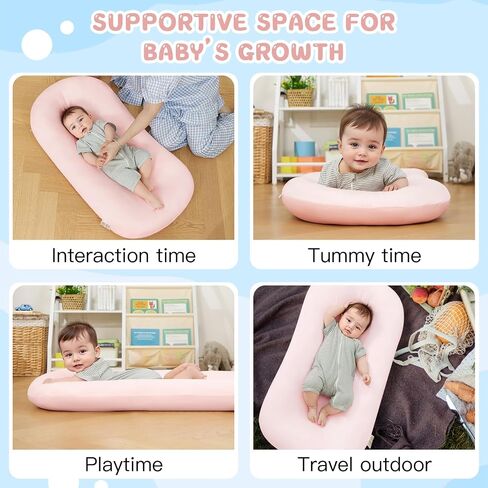 Lucakuins Baby Lounger for Newborn 0-24 Months Soft Cotton Infants Support Cushion (Dark Green) in Saudi Arabia