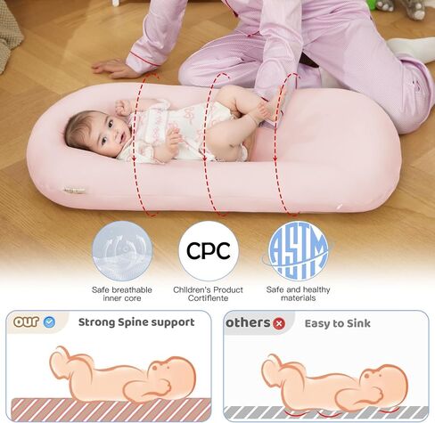 Lucakuins Baby Lounger for Newborn 0-24 Months Soft Cotton Infants Support Cushion (Dark Green) in Saudi Arabia