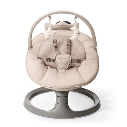 Momcozy 2-in-1 Electric Baby Swing, Dual-Arm Support System, Khaki | Parent-Inspired Motions, Converts to a Toddler Seat up to 66 lbs, with Adjustable Height and a Lightweight Design in Kuwait