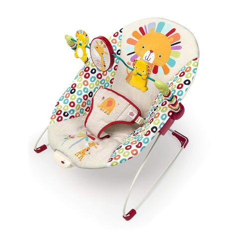 Bright Starts Pink Paradise Portable Baby Bouncer with Vibrating Infant Seat and -Toy Bar, Max Weight 20 lbs., Age 0-6 Months in Kuwait