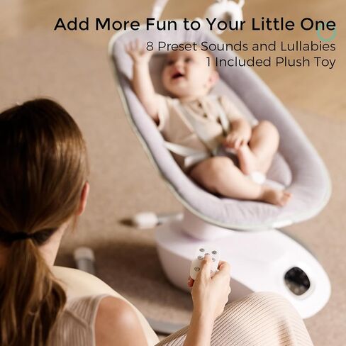 Momcozy CocoSway Electric Baby Swing for Infants, 180° Rotating Seat, Grey | 6 Parent-Like Sway Motions, 4 Speeds, Remote Control and Machine-Washable Cover in Kuwait