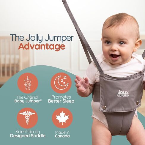Jolly Jumper Classic (Black) with Stand - Original Baby Jumper, Indoor and Outdoor Exercise Saddle Seat, Adjustable Height, for Infants up to 28lbs in Kuwait