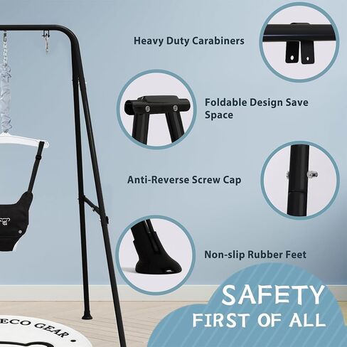 G TALECO GEAR Baby Jumper with Stand,Baby Bouncer,Easy Set-Up,Baby Exerciser for Active Babies,Suitable for Indoor and Outdoor, Water Mat Include (Black) in Kuwait