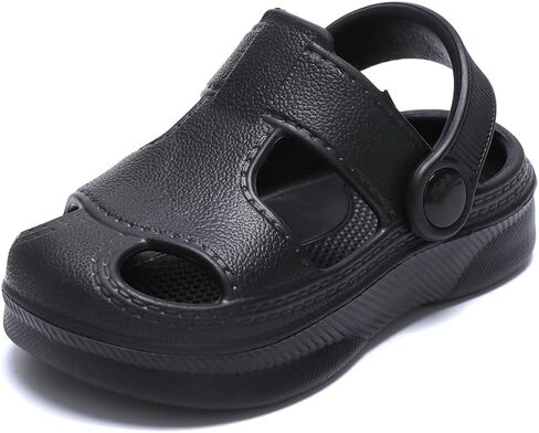 Baby Boys Girls Sandals,Infant Soft Anti-Slip Closed Toe Summer Shoes,Toddler Garden Water Beach Pool Lightweight EVA Clogs for Outdoor (201 Black,12-15 Months) in Kuwait