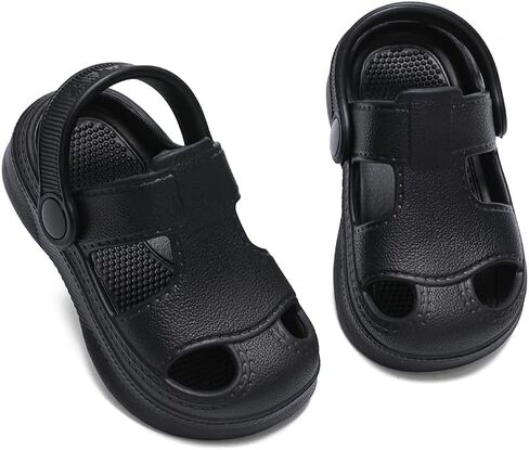 Baby Boys Girls Sandals,Infant Soft Anti-Slip Closed Toe Summer Shoes,Toddler Garden Water Beach Pool Lightweight EVA Clogs for Outdoor (201 Black,12-15 Months) in Kuwait