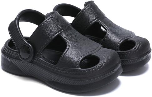 Baby Boys Girls Sandals,Infant Soft Anti-Slip Closed Toe Summer Shoes,Toddler Garden Water Beach Pool Lightweight EVA Clogs for Outdoor (201 Black,12-15 Months) in Kuwait