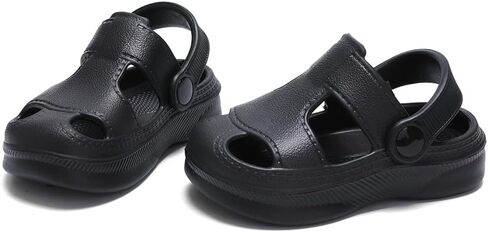 Baby Boys Girls Sandals,Infant Soft Anti-Slip Closed Toe Summer Shoes,Toddler Garden Water Beach Pool Lightweight EVA Clogs for Outdoor (201 Black,12-15 Months) in Kuwait
