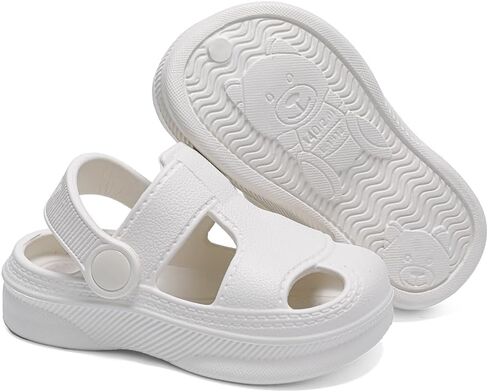 Baby Boys Girls Sandals,Infant Soft Anti-Slip Closed Toe Summer Shoes,Toddler Garden Water Beach Pool Lightweight EVA Clogs for Outdoor (201 White,12-15 Months) in Kuwait