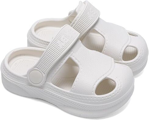 Baby Boys Girls Sandals,Infant Soft Anti-Slip Closed Toe Summer Shoes,Toddler Garden Water Beach Pool Lightweight EVA Clogs for Outdoor (201 White,12-15 Months) in Kuwait