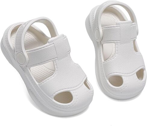 Baby Boys Girls Sandals,Infant Soft Anti-Slip Closed Toe Summer Shoes,Toddler Garden Water Beach Pool Lightweight EVA Clogs for Outdoor (201 White,12-15 Months) in Kuwait