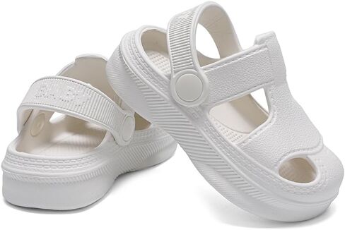 Baby Boys Girls Sandals,Infant Soft Anti-Slip Closed Toe Summer Shoes,Toddler Garden Water Beach Pool Lightweight EVA Clogs for Outdoor (201 White,12-15 Months) in Kuwait
