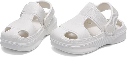 Baby Boys Girls Sandals,Infant Soft Anti-Slip Closed Toe Summer Shoes,Toddler Garden Water Beach Pool Lightweight EVA Clogs for Outdoor (201 White,12-15 Months) in Kuwait