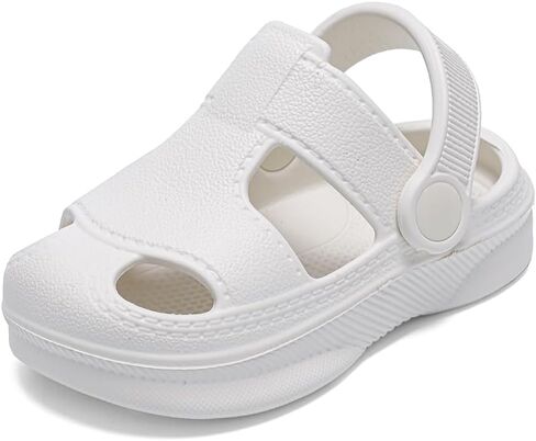 Baby Boys Girls Sandals,Infant Soft Anti-Slip Closed Toe Summer Shoes,Toddler Garden Water Beach Pool Lightweight EVA Clogs for Outdoor (201 White,15-18 Months) in Kuwait