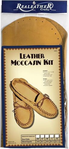 Realeather C4607-00 Baby Moccasin Leathercraft Kit, Size 6-9 Months, Buckskin, 1-Pair in Kuwait