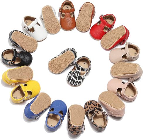 HONGTEYA Infant Baby Girls Mary Jane Flats Non Slip for Toddler First Walkers Soft Sole PU Leather Crib Shoes Sneaker Wedding Party Christmas Princess Dress Shoes Baby Moccasins Girls in Kuwait