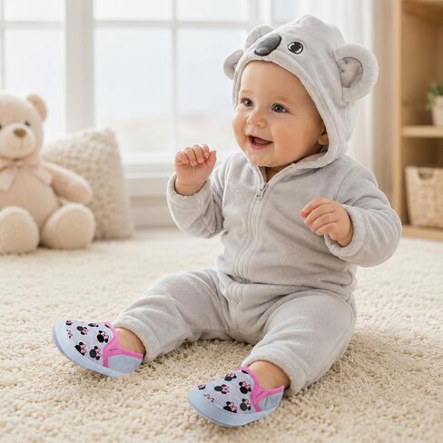 Disney Minnie Mouse Infant Slip-on Shoes, Canvas, Soft Lining, Flat Sole, Casual, Pink, 9-12 Months in Kuwait