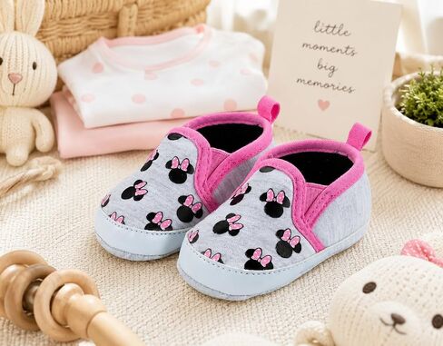 Disney Minnie Mouse Infant Slip-on Shoes, Canvas, Soft Lining, Flat Sole, Casual, Pink, 9-12 Months in Kuwait