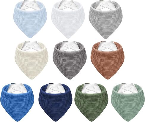 NISXABEBE Muslin Baby Bibs,Soft Triangular Baby Bandana Drool Bibs for Baby Boy Girl,Solid Colors Bib for Drooling Teething in Kuwait