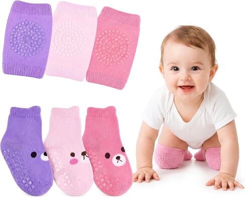 BOSONER Baby Crawling Anti-Slip Knee, Unisex Baby Toddlers Kneepads 5 Pairs in Kuwait