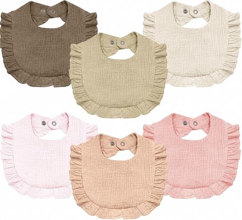 Baby Muslin Pibs ، 6 PCS Drool Bandana Bibs for Baby Girls Drooling and Leghith ، و Soft and Extorbent Cotton for Newborn in Kuwait