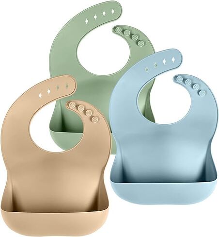 Cuddle Campus Set of 3 Silicone Bibs for Babies & Toddlers,Soft Adjustable Bibs with Pocket Food Catcher for Baby Girl,Boy in Kuwait