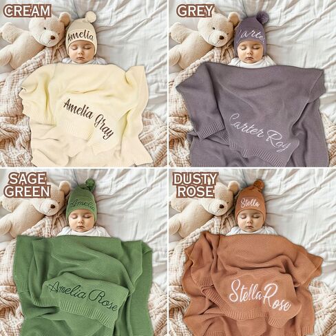 Personalized Baby Blanket, 100% GOTS Organic Certified, Customized Swaddle Blanket with Name, Receiving Blankets for Boys and Girls, Perfect Custom Gifts for Newborns, Kids and Baby Showers Navy in Kuwait