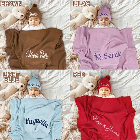 Personalized Baby Blanket, 100% GOTS Organic Certified, Customized Swaddle Blanket with Name, Receiving Blankets for Boys and Girls, Perfect Custom Gifts for Newborns, Kids and Baby Showers Navy in Kuwait