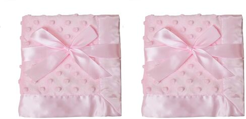 American Baby Company Heavenly Soft Chenille Security Blanket (14" x 14"), 2-Layer Design with Minky Dot & Silky Satin, Pink, for Boys and Girls in Kuwait