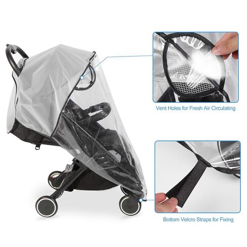 Clear Stroller Rain Cover, Universal Travel Weather Shield Breathable Baby Stroller Rain Cover for Windproof, Waterproof, Protect from Sun Dust Snow in Kuwait