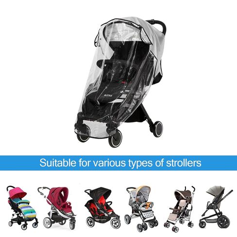 Clear Stroller Rain Cover, Universal Travel Weather Shield Breathable Baby Stroller Rain Cover for Windproof, Waterproof, Protect from Sun Dust Snow in Kuwait