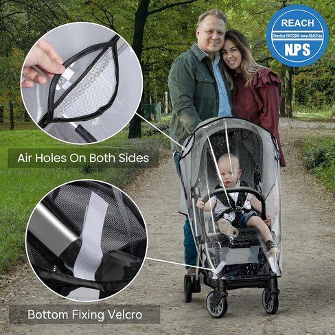 bemece Clear Stroller Rain Cover, Breathable Transparent Weather Shield | Universal EVA Stroller Rain Cover, Rain/Wind/Snow/Dust Proof, Air Vents, All-round Portection, Durable, Portable in Kuwait