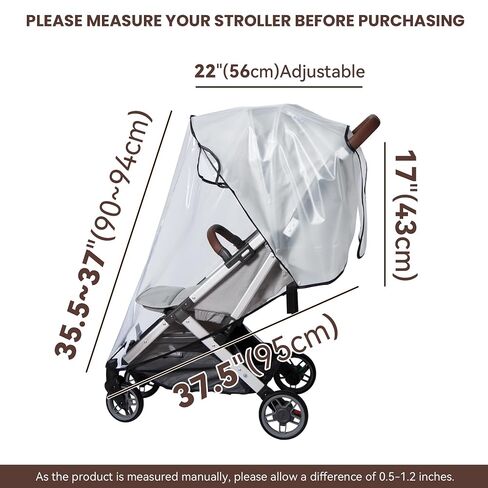 bemece Clear Stroller Rain Cover, Breathable Transparent Weather Shield | Universal EVA Stroller Rain Cover, Rain/Wind/Snow/Dust Proof, Air Vents, All-round Portection, Durable, Portable in Kuwait