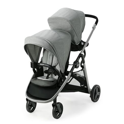 Graco Ready2Grow LX 2.0 Double Stroller, Twin Baby Stroller Features Bench Seat and Standing Platform Options, Compact Fold Perfect for Baby Travel, Clark in Kuwait