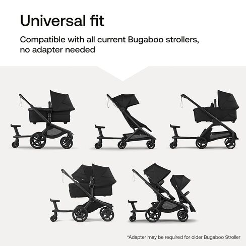 Bugaboo Wheeled Board with Detachable Seat for Strollers | Sit or stand ride-on board, supports children up to 44 lbs, compatible with Bugaboo strollers in Kuwait